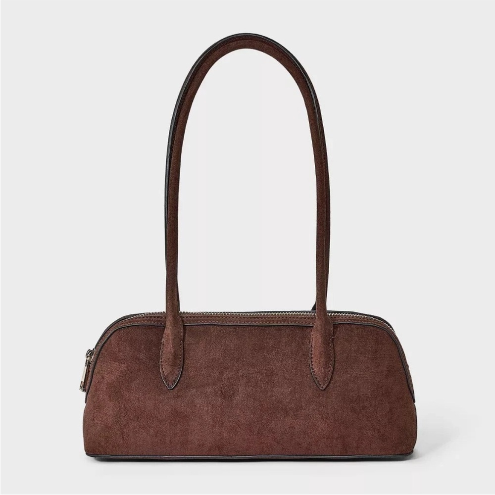 NWT VIRAL Long Handle Satchel Handbag - A New Day Brown Faux Suede NEW